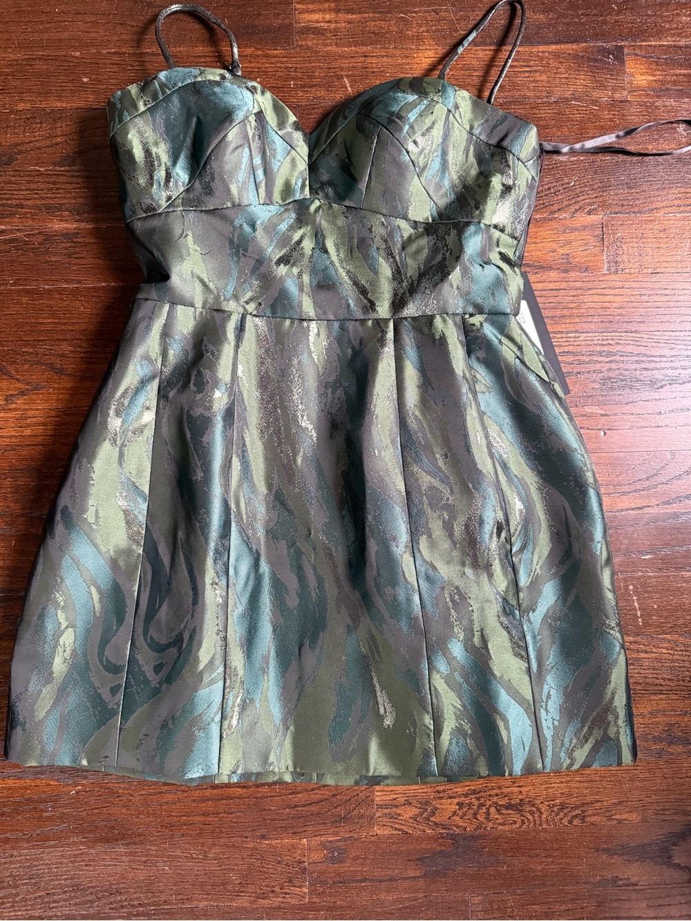 STUNNING Strapless A-Line Party Dress in Olive Green